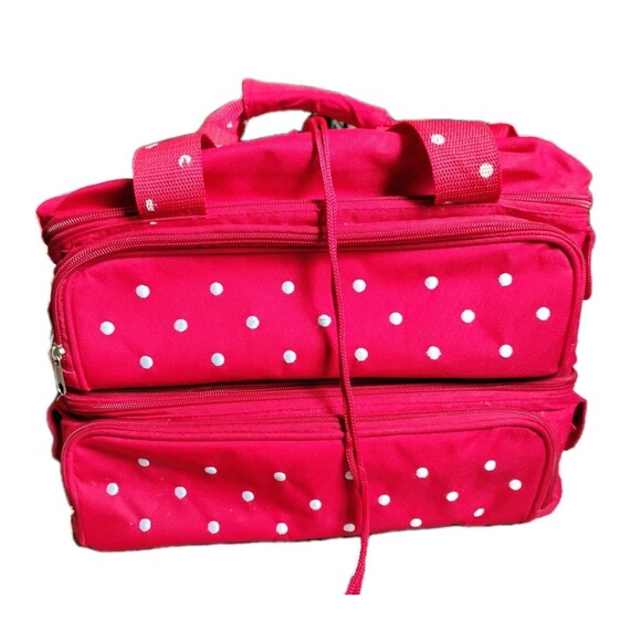 NEW TEMPTATIONS RED POLKA DOT11 PC OVEN TO TABLE SET 11 PIECE SET UTENSILS BOWLS - Picture 1 of 14